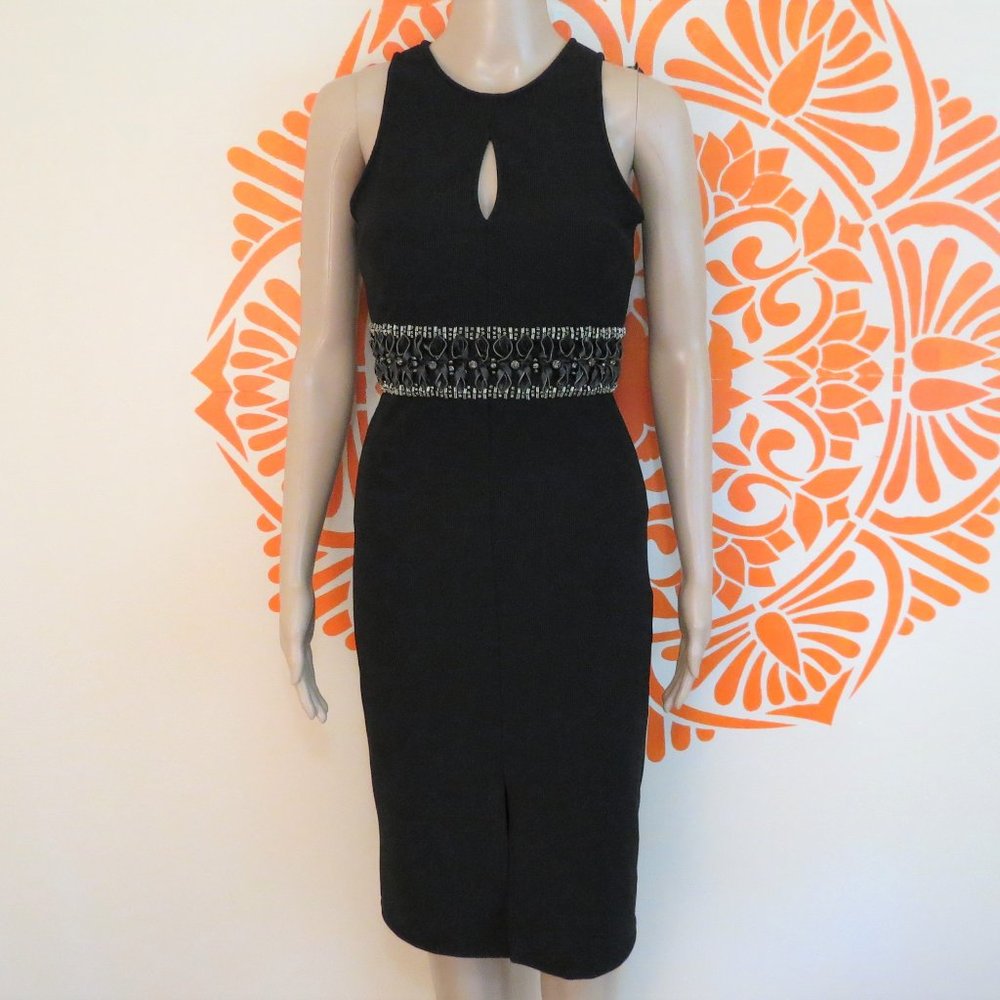Topshop Black Fitted Rhinestone Dress 2 - Picture 1 of 3